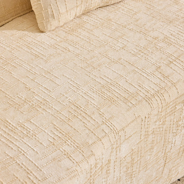 English Elm Beige Curved Compressed Sofa — Nordic Minimalist Foam & Spring Design, Soft Upholstery, Easy Setup W3612S00012