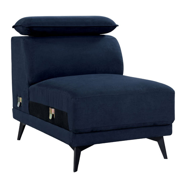 English Elm Contemporary Plush Armless Chair with Metal Legs, Adjustable Headrest, Boxed Cushions & Chaise Comfort Navy 40 L x 28 W x 23 H B2741P378244