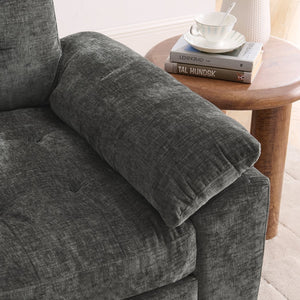 English Elm Leisure Chenille Two Seat Reclining Sofa with Usb Port Storage Ottoman Padded Armrests Gray W487S00522