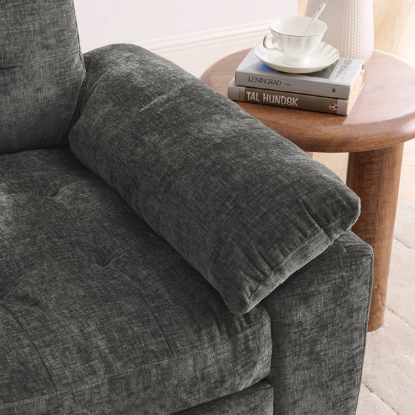 English Elm Leisure Chenille Two Seat Reclining Sofa with Usb Port Storage Ottoman Padded Armrests Gray W487S00522