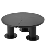 English Elm Φ39.4'' Easy Assembly Round Petal-Shaped Coffee Table, Cream Style Center Table With 3 Thick Legs, Minimalist Irregular End Table With Sleek Round Edges For Living Room, Black