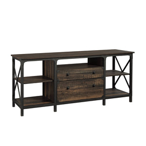 English Elm Credenza, Modern Brown Finish With Ample Storage - Stylish Media Console For Office & Living Spaces B356P402800