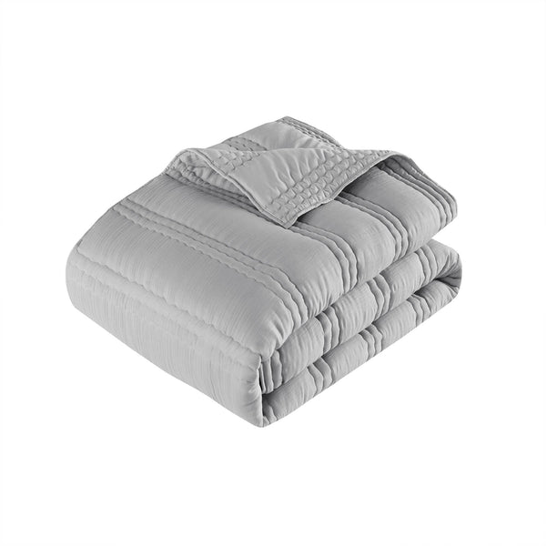 English Elm 3 Piece Polyester Quilt Set Channel Quilted Hypoallergenic Bedding for Modern Neutral Rooms B035P319903