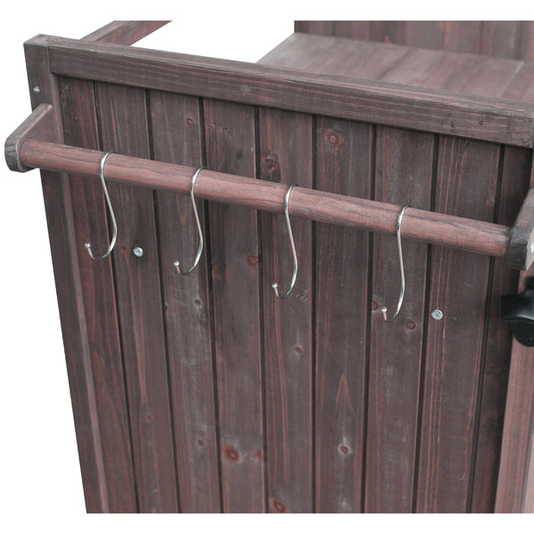 English Elm K&k 80.5 Inch Outdoor Kitchen Island Solid Fir Wood Stainless Steel Grill Cart Station Brown N707P392140Z