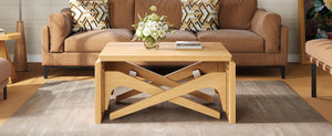 English Elm Transformer Solid Wood Convertible Table Adjustable Height Expandable Top for Small Spaces Natural N735P406282N
