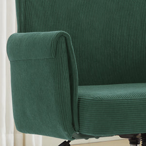 English Elm Mid-back Striped Fabric Office Chair with Gold Base Ergonomic Memory Foam Lumbar Green W2311P420442