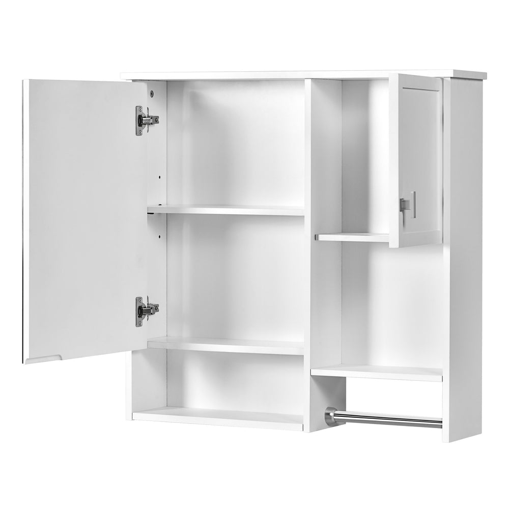 English Elm 29'' Modern Wall Mounted Medicine Cabinet with Mirror, Spacious Adjustable Shelves, Towel Bar and Durable MDF Finish White N710P209440K