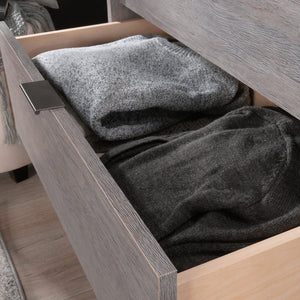 English Elm 4-Drawer Chest - Modern Brown Finish With Faux Marble Top, Stylish Storage For Any Room B356P402634