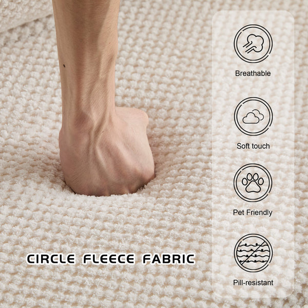 English Elm Compression Mahjong Sofa Bed - Versatile Modular Design, Cozy Circle Fleece, No Assembly, 4 Seater W3723S00035