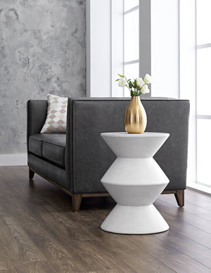 Sunpan Union End Table - Unique Cylindrical Concrete Design for Stylish Indoor and Outdoor Spaces White