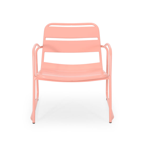 English Elm Christopher Knight Home® - CONRAD Chair with Sleek Iron Frame, Comfortable Curved Seat, Durable Outdoor/Indoor Accent Seating Coral 65197.00CRL