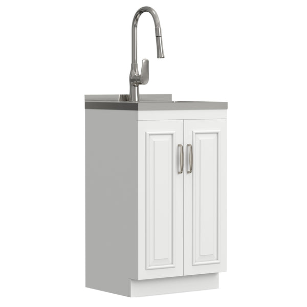 English Elm Darwin Stainless Steel Utility Sink with Shaker Cabinet for Laundry and Garage B136P427213