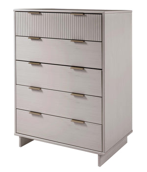 English Elm Granville 38" Light Gray Chest - 5-Drawer Modern Elegance With Gold Handles For Stylish Storage B365S00085