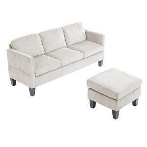 English Elm L-Shaped Corduroy Sofa with Cushioned Cashmere Comfort, Modern Luxury Design for Small Spaces Off White W2121P319094