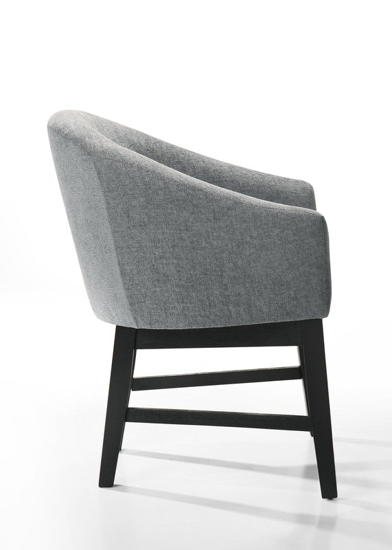 English Elm Honorio Gray Upholstered Barrel Back Dining Chairs with Matte Black Legs Set of 2 B2749P413307