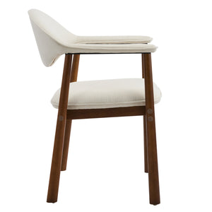 English Elm Modern Rubberwood Dining Chair Set Sculptural Curved Back Upholstered Seat Walnut Frame Beige,Walnut N768P391165W