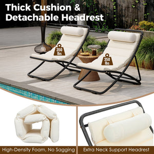 English Elm Trexm Rattan Wrapped Folding Outdoor Lounge Chair Set with Cushion and Adjustable Recline Black N715P428435D