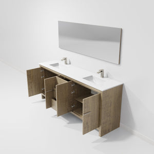 English Elm Rustic Acacia Double Bath Vanity Set With White Quartz Top, Gun Metal Faucet & Large 70" Mirror B2731S01693-GIGA