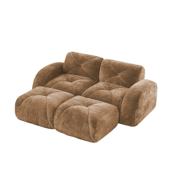 English Elm U-shaped Modular Velvet Sectional Sofa Tufted Cloud Foam Seating with Movable Ottoman W714S01596