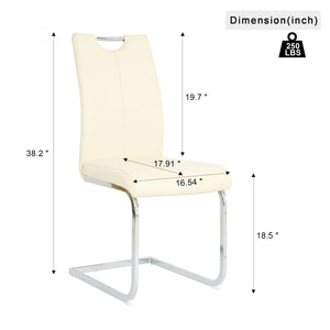 English Elm Modern Pu Upholstered Dining Chairs with Polished Metal Legs Ergonomic Set of 2 W210P164982