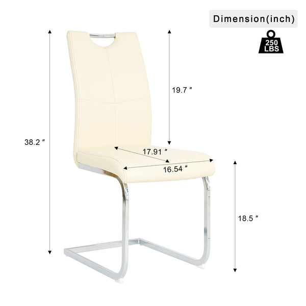 English Elm Modern Pu Upholstered Dining Chairs with Polished Metal Legs Ergonomic Set of 2 W210P164982