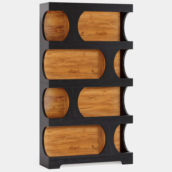 English Elm Practical S-shaped Bookcase Four Tier Mdf Shelving Unit for Living Room or Office T3971P452651