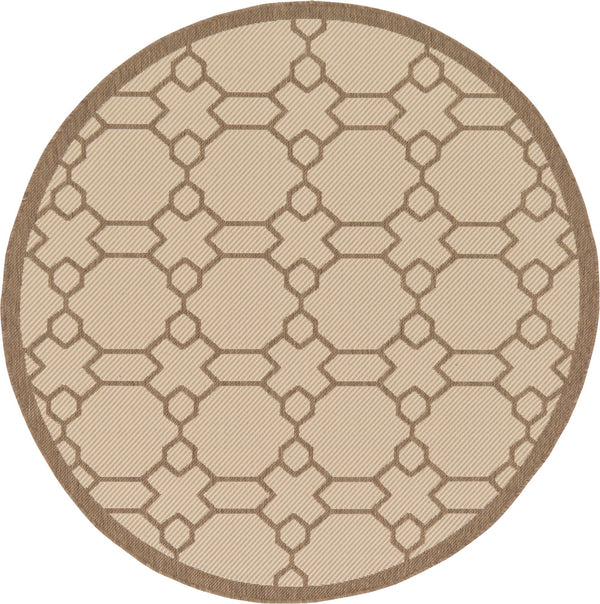 Unique Loom Outdoor Trellis Geometric Machine Made Geometric Rug Beige, Beige/Brown 6' 1" x 6' 1"