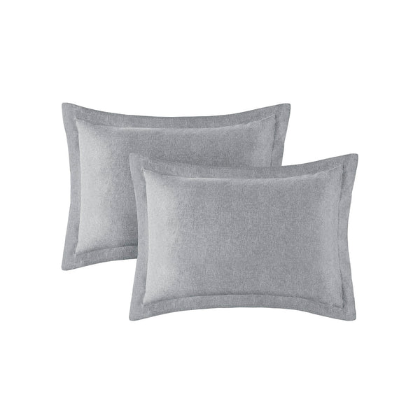 JLA Home Comfort Spaces - Chambray Lightweight Microfiber Comforter Set — Breathable Chambray-Print Cozy All-Season Luxury Grey AM10-0058