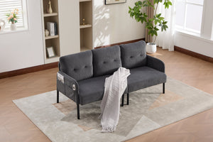 English Elm United We Win Corduroy Loveseat Plush Ergonomic Sofa with Spring Support Metal Legs Carbon Gray W1568P410050