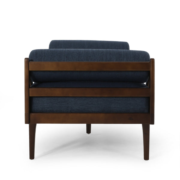 English Elm Chaise Lounge with Button Tufting Waffle Stitch Bentwood Frame for Living Room 70758.00NBLU