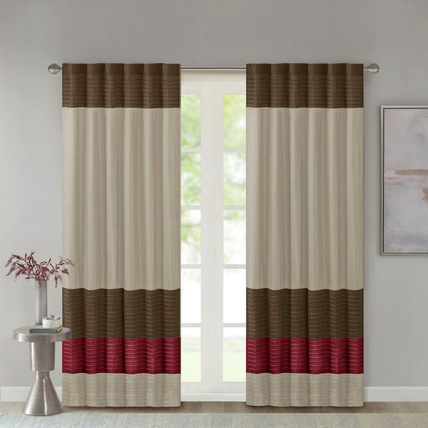 English Elm Polyoni Pintuck Curtain Panel – Modern Striped Design, Light Filtering, 50 X 84 Inches, Easy Care B03598067-GIGA