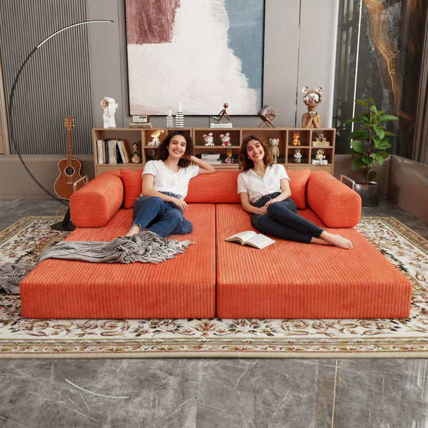 English Elm Double Convertible Corduroy Sleeper Sofa High Density Foam Wide Armrest Studio Bed W3064P245391
