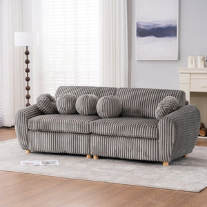 English Elm Modern Corduroy Sofa Couch - 84" Stylish Grey Sectional Love Seat For Apartment & Home Office Comfort W2363S00077