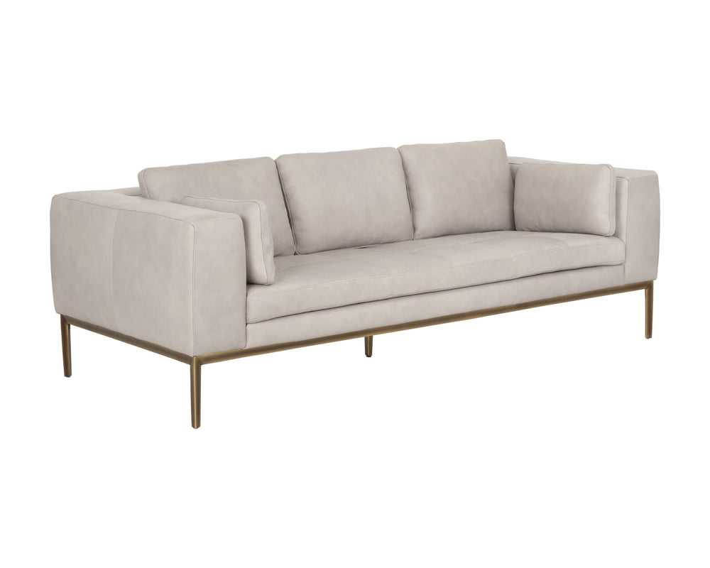 Sunpan Burr Sofa - Modern Masculine Design with Oversized Comfort and Antique Brass Accents for Your Space Bali Bone Leather