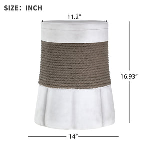 English Elm Outdoor Mgo Side Table with Woven Rope Texture and Fan Base for Patio or Living Room N765P382573W