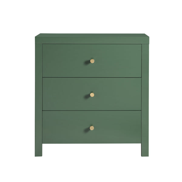 English Elm Nevarre 3-Drawer Nightstand with Brushed Gold Knobs, Solid Dovetail Drawers, No Assembly Needed Antique Green B050P376960