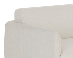 Sunpan Luella Sofa - Classic Mid-Century Design with Generously Cushioned Seating and Black Metal Legs Mina Ivory