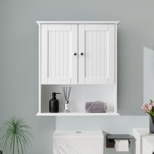 English Elm Upgraded Wall Mounted Bathroom Cabinet Mdf Over Toilet Storage with Soft Close Doors White T3785P356589