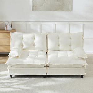 English Elm 77 Inch Chenille Cloud Loveseat Modular Deep Seat Sofa for Living Room or Apartment Beige W714S01674