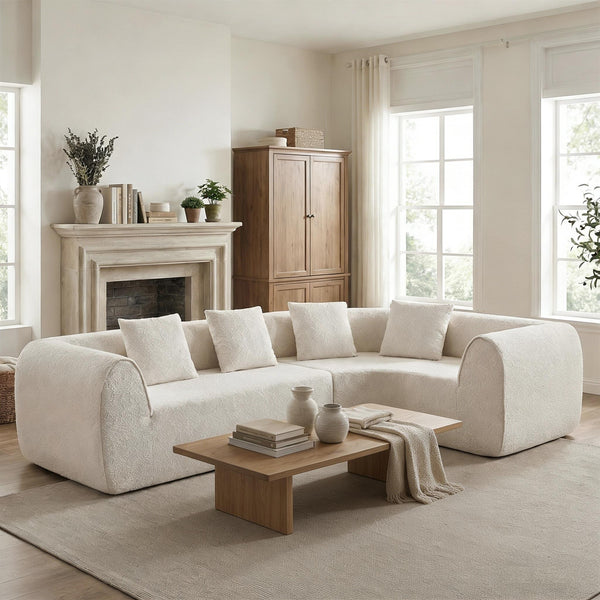 English Elm 110" Curved Modular Sectional Sofa Low Profile Foam Cushions for Contemporary Living Almond N767P366011A