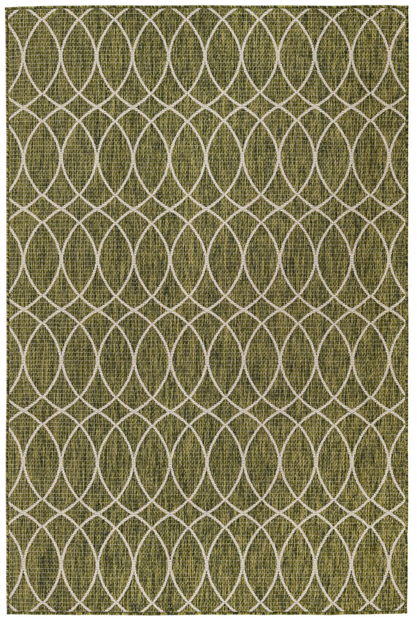 Unique Loom Outdoor Trellis Gitter Machine Made Trellis Rug Green, Ivory/Gray 5' 3" x 8' 0"