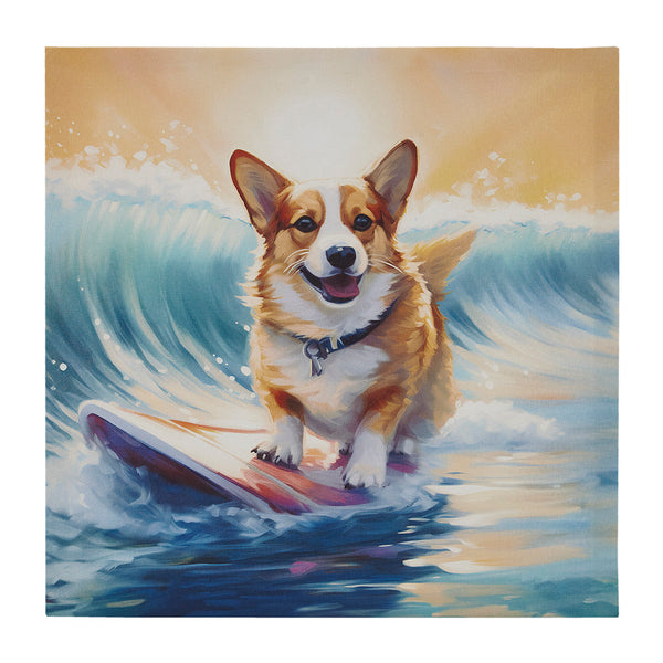 JLA Home Madison Park - Chihuahua Beach Canvas Art by Tessa Kane — Whimsical, Vibrant Ready-to-Hang Print for Playful Decor Corgi/Blue Multi ID95C-0054