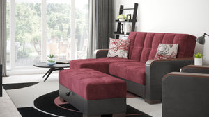 English Elm Primenest Zenaero Convertible Ottoman With Storage - Stylish Burgundy Upholstered Design For Modern Spaces B030P280987-GIGA