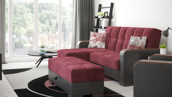 English Elm Primenest Zenaero Convertible Ottoman With Storage - Stylish Burgundy Upholstered Design For Modern Spaces B030P280987-GIGA