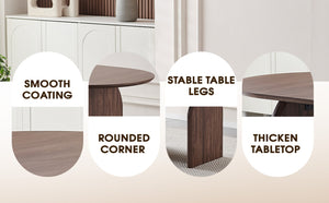 English Elm Wooden Modern Oval Dining Table - Stylish Double-Column Design For Family Gatherings & Work Spaces W3590P355169-GIGA