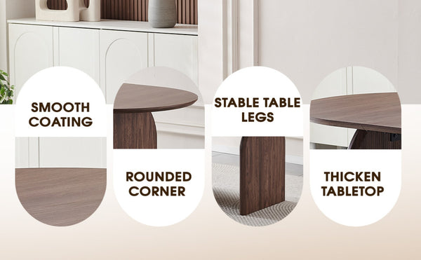 English Elm Wooden Modern Oval Dining Table - Stylish Double-Column Design For Family Gatherings & Work Spaces W3590P355169-GIGA