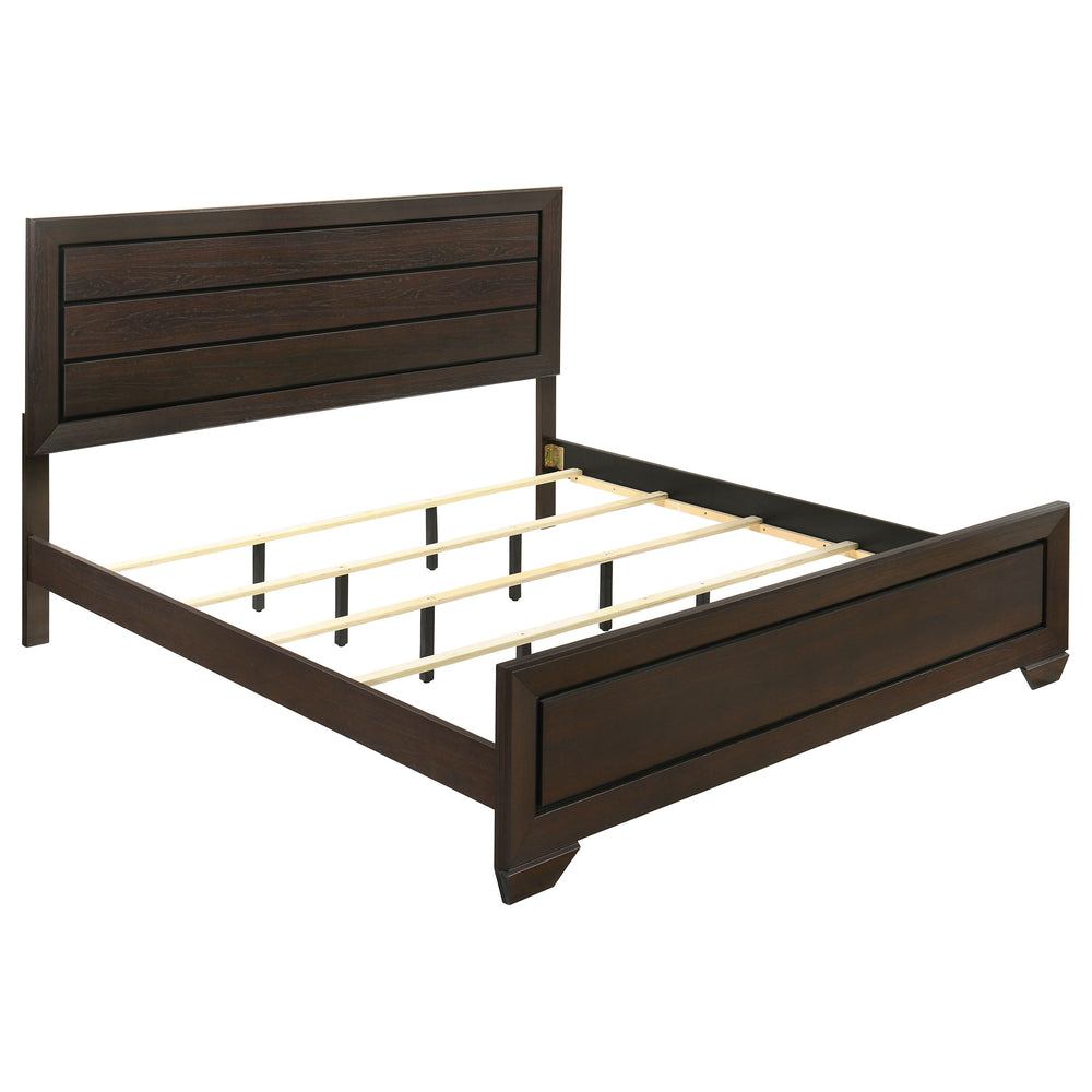 English Elm Villeparisis Dark Cocoa Eastern King Panel Bed with Horizontal Panels, Warm Transitional Wood Finish, Sturdy Design Elegant Craftsmanship B062S01088