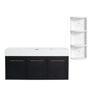 English Elm 48 Inch Wall-Mounted Bathroom Vanity Set With Resin Sink & Ample Storage Rack For Modern Spaces W999S00370