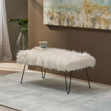 Christopher Knight Home® - Noble House - Binniker Faux Fur Bench with Hairpin Legs