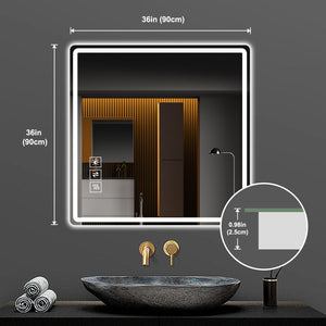 English Elm 36*36in LED Bathroom Mirror with Anti-Explosion Glass, Rust-Resistant, Smart Touch Defogging Lightability W2709P243340